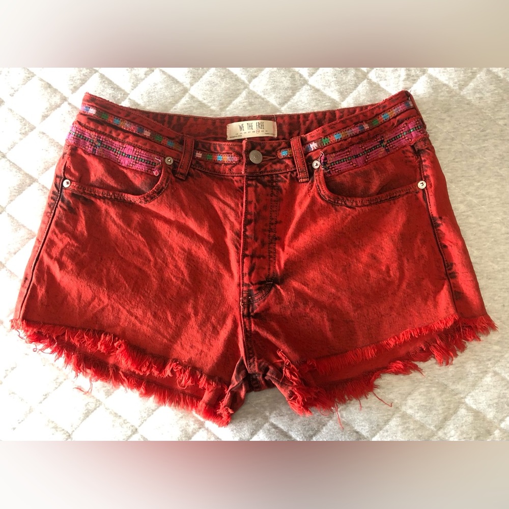 We the free gypsy red cutoff shorts - Picture 2 of 10